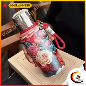 Bình giữ nhiệt VACUUM hoa vintage 400ml