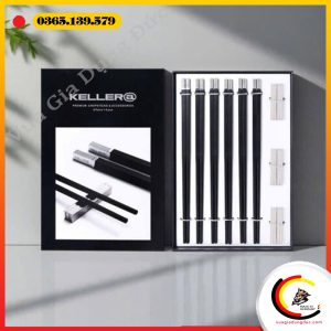 Set 6 đôi đũa kèm gác đũa đồng bộ Keller hàng hiệu Đức