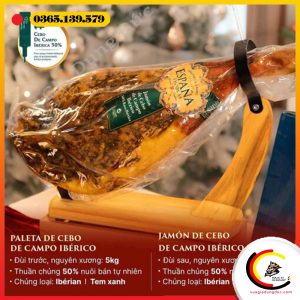 ĐÙI LỢN MUỐI ESPANA JAMON IBERICO DE CEBO 50% - ĐỈNH CAO ẨM THỰC TÂY BAN NHA (lợn đen, đùi sau: (8-8,5kg)