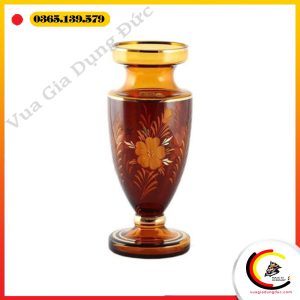 Lọ hoa pha lê Tiệp Khăc màu hổ phách cao 35cm