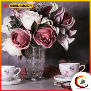 Lọ hoa pha lê mài Bohemia 35,5cm