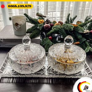 COMBO KHAY + 2 THỐ MỨT CÓ NẮP BOHEMIA - MADE IN SÉC