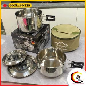 Bộ 2 nồi Herzog camping, cắm trại, phượt