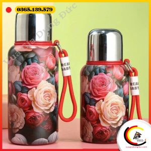 Bình giữ nhiệt VACUUM hoa vintage 600ml