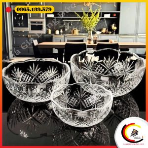 Bộ bát pha lê phục vụ Dublin Godinger 3 món